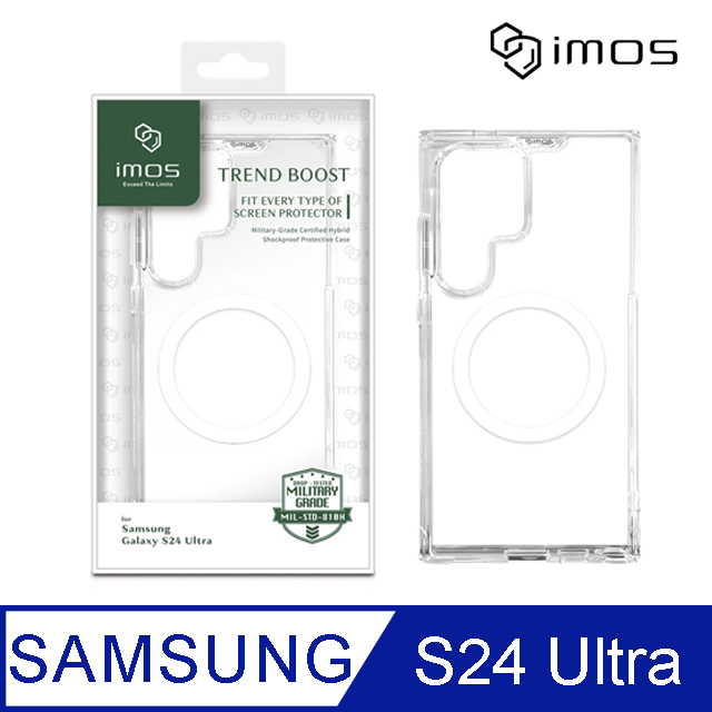 iMOS Samsung Galaxy S24 Ultra M系列 磁吸軍規防震保護殼-透明