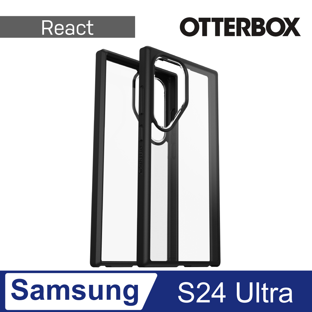 OtterBox Samsung Galaxy S24 Ultra React 輕透防摔殼-黑透