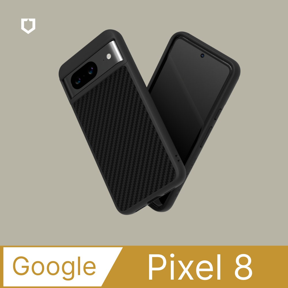 【犀牛盾】Google Pixel 8 SolidSuit 經典防摔背蓋手機保護殼 - 黑碳纖