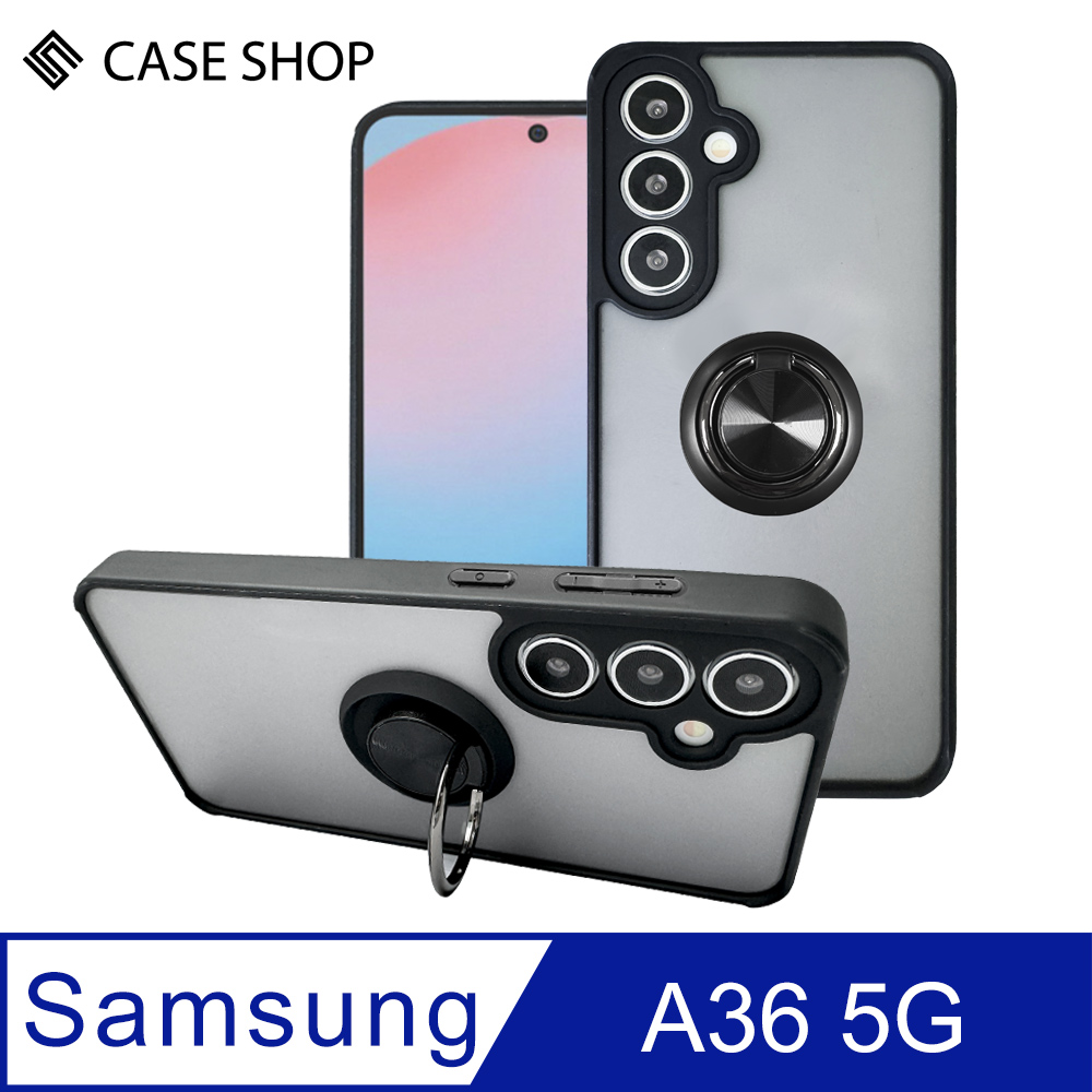 CASE SHOP 三星 A36 5G 指環支架站立保護殼-黑