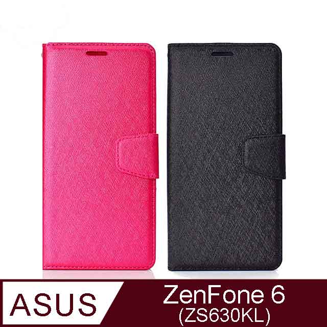 ASUS ZenFone 6 (ZS630KL) 月詩蠶絲紋時尚皮套 多層次插卡功能 側掀磁扣手機殼/保護套-黑玫