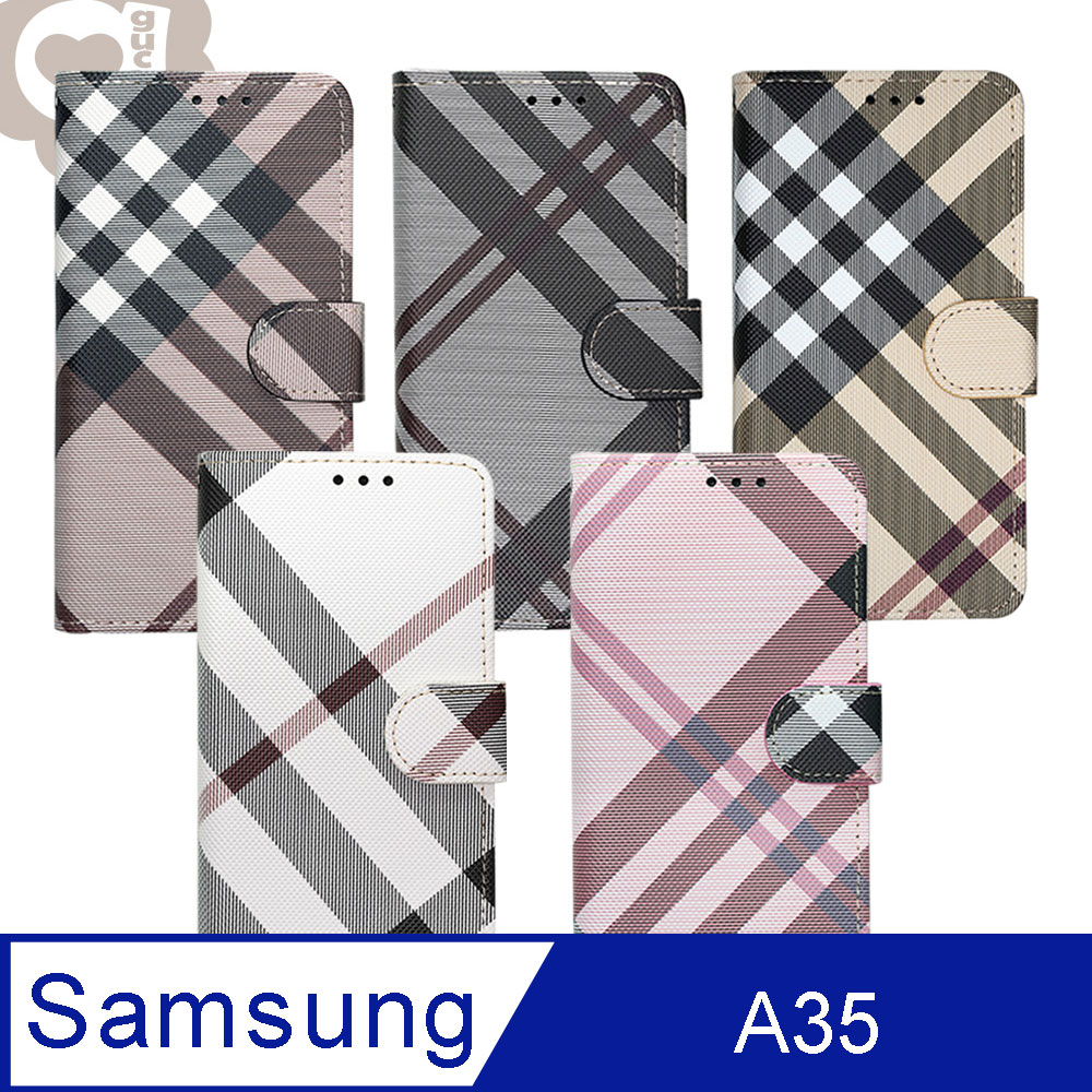 Aguchi 亞古奇 Samsung Galaxy A35 5G (精品版) 英倫格紋氣質手機皮套 獨家限量發行