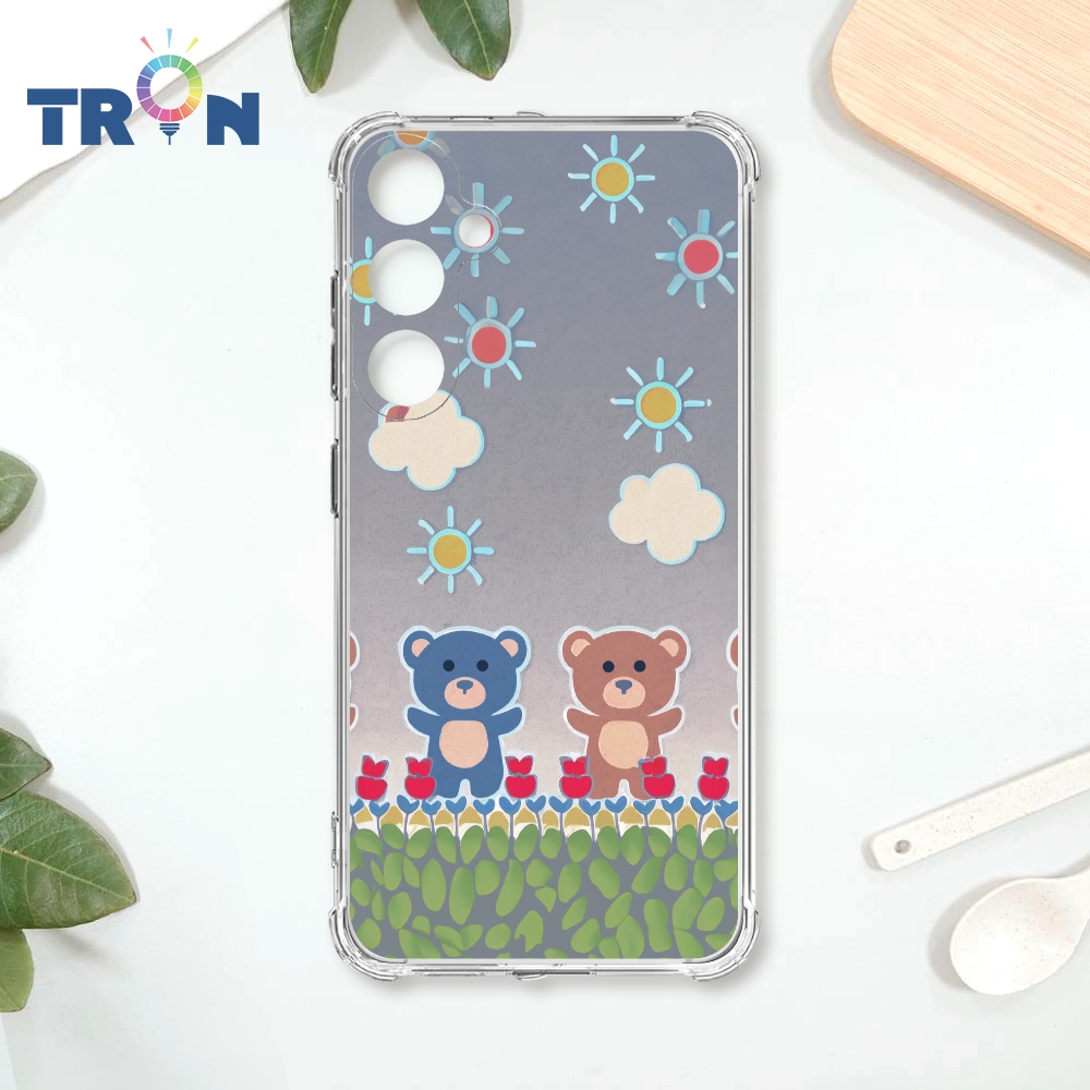 TRON 三星 A55 小熊與花系列 四角防摔殼 手機殼