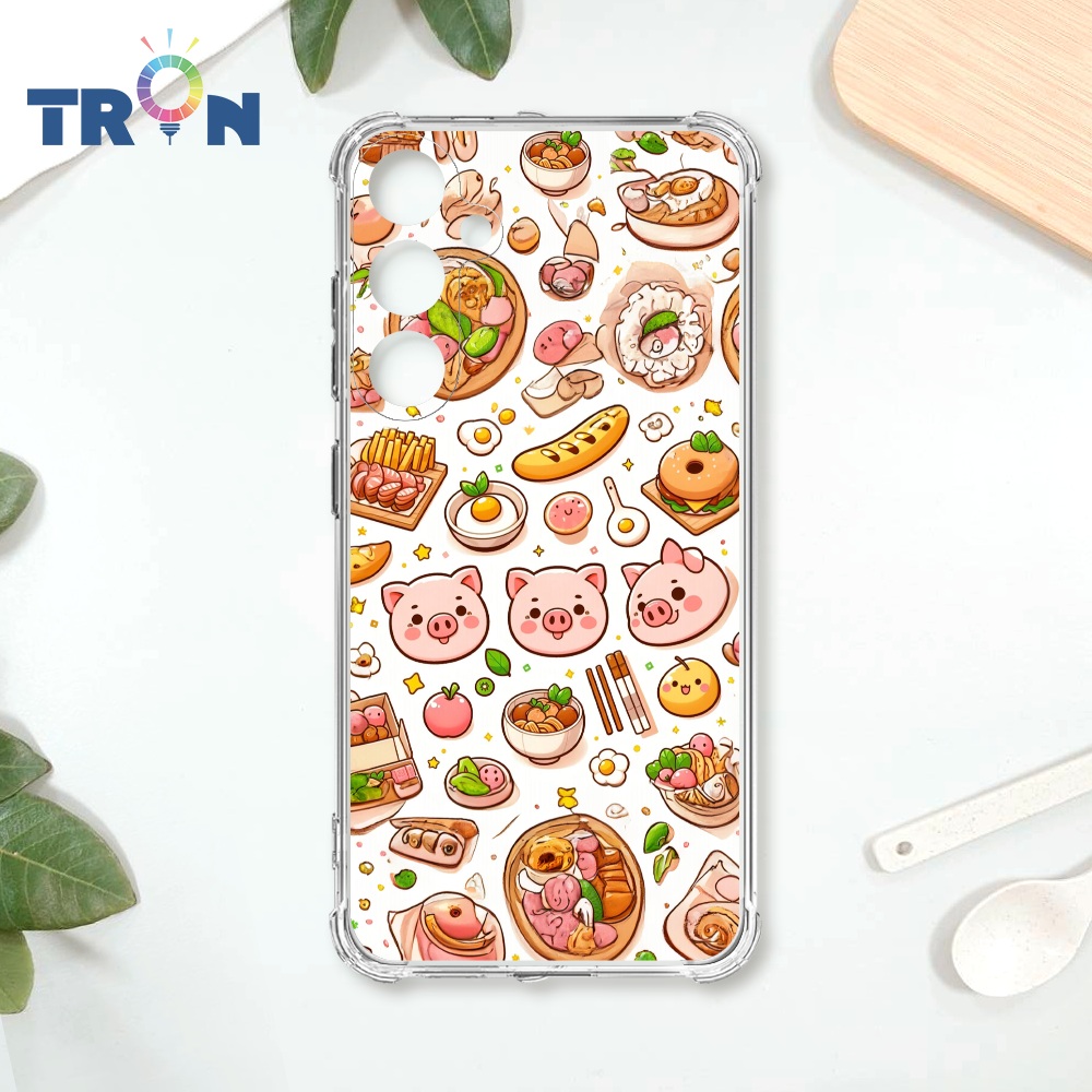 TRON 三星 A55 小豬與食物系列 四角防摔殼 手機殼