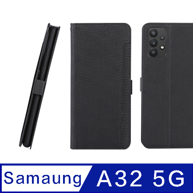 CASE SHOP SAMSUNG Galaxy A32(5G) 專用前插卡側立式皮套-黑