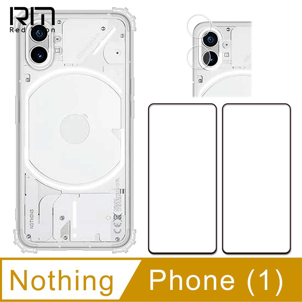 RedMoon Nothing Phone1 手機殼貼4件組 軍規殼-9H玻璃保貼2入+厚版鏡頭貼