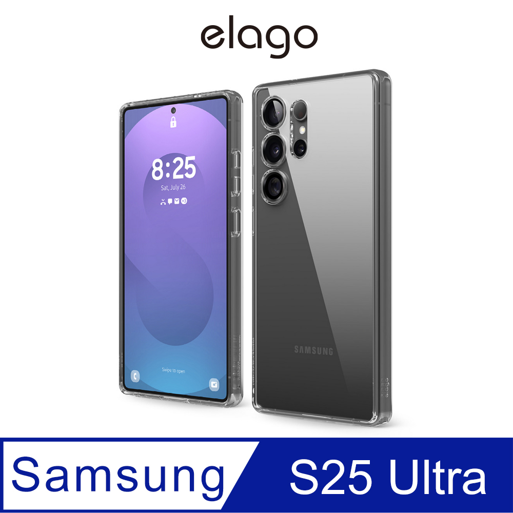 【elago】Galaxy S25 Ultra 6.8吋防摔邊框透明Hybrid手機殼