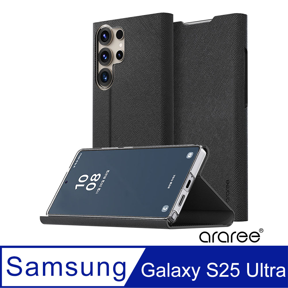 Araree 三星 Galaxy S25 Ultra 手機殼/皮夾/立架三合一保護皮套