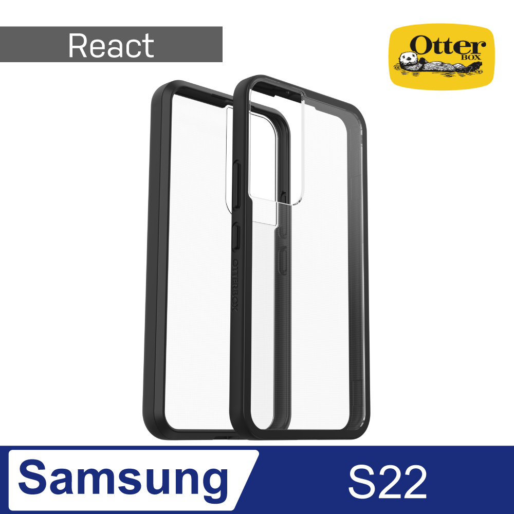 OtterBox Samsung Galaxy S22 React輕透防摔殼-黑