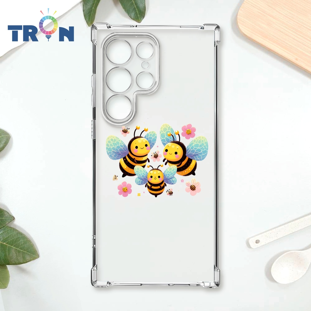 TRON 三星 S22 Ultra 3隻可愛的蜜蜂 四角防摔殼 手機殼
