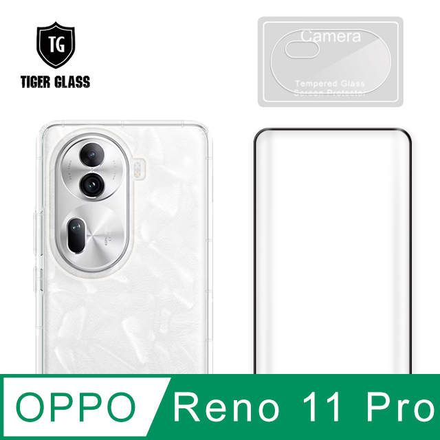 T.G OPPO Reno11 Pro 5G 手機保護超值3件組(透明空壓殼+3D鋼化膜+鏡頭貼)