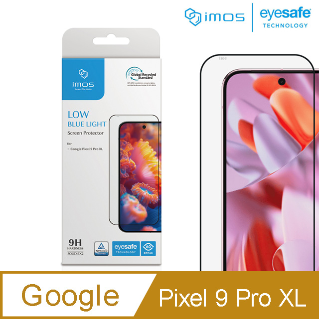 iMOS Google Pixel 9 Pro XL 超聲波指紋辨識 德國萊因認證 RPF60低藍光螢幕保護貼