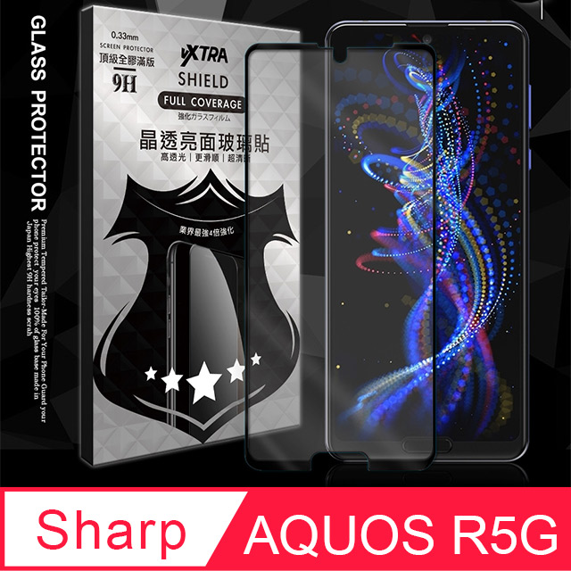 全膠貼合 夏普 SHARP AQUOS R5G 滿版疏水疏油9H鋼化頂級玻璃膜(黑)