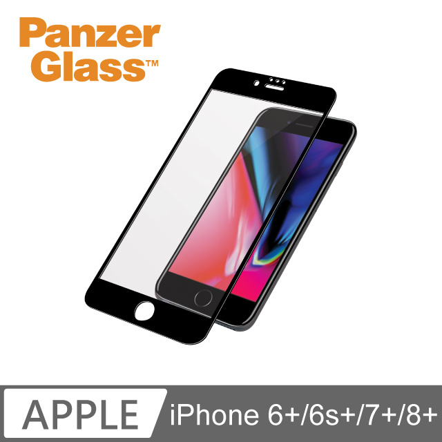 PG iPhone 6+/6s+/7+/8+ 3D耐衝擊高透鋼化玻璃保護貼-黑+漾玻透明殼