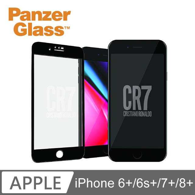 PG iPhone 6+/6s+/7+/8+ CR7 2.5D耐衝擊高透鋼化玻璃保護貼-黑