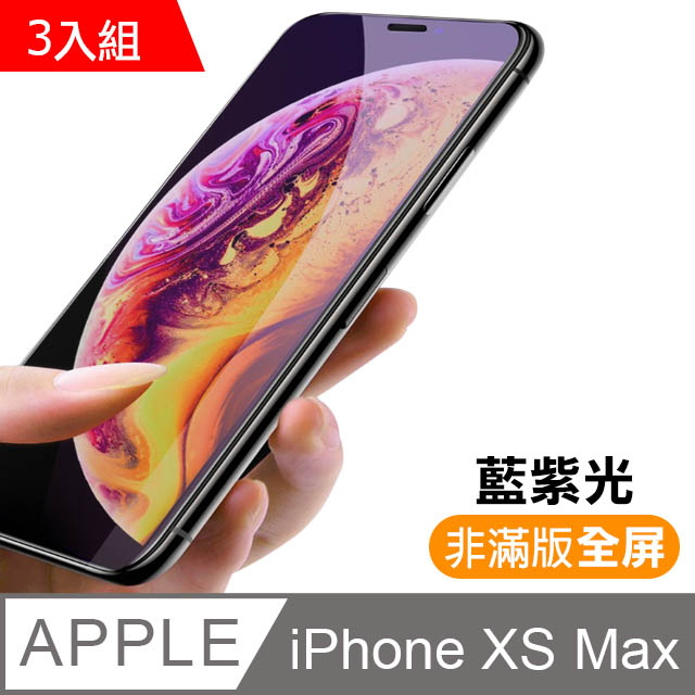 iPhone XS Max 藍紫光 9H 鋼化玻璃膜 -超值3入組