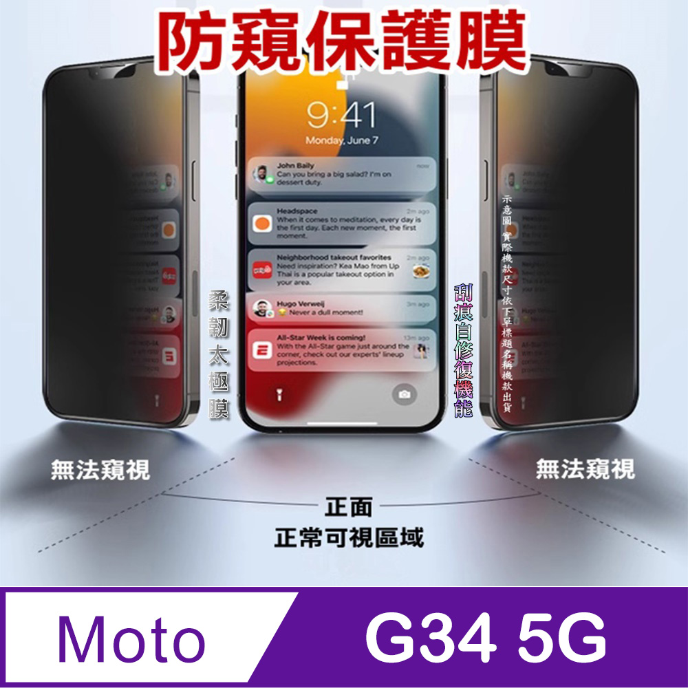 ^防窺磨砂款^ Motorola moto g34 5G 柔韌疏水防爆螢幕保護貼
