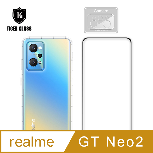 T.G realme GT Neo2 手機保護超值3件組(透明空壓殼+鋼化膜+鏡頭貼)