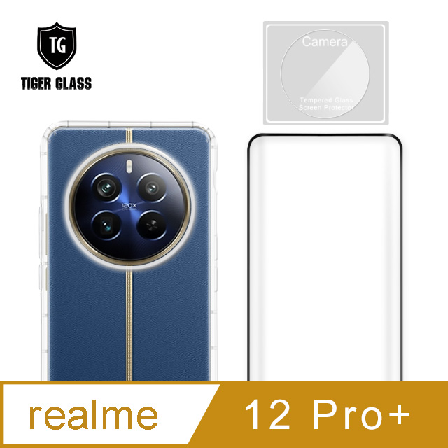 T.G realme 12 Pro+ 5G 手機保護超值3件組(透明空壓殼+3D鋼化膜+鏡頭貼)