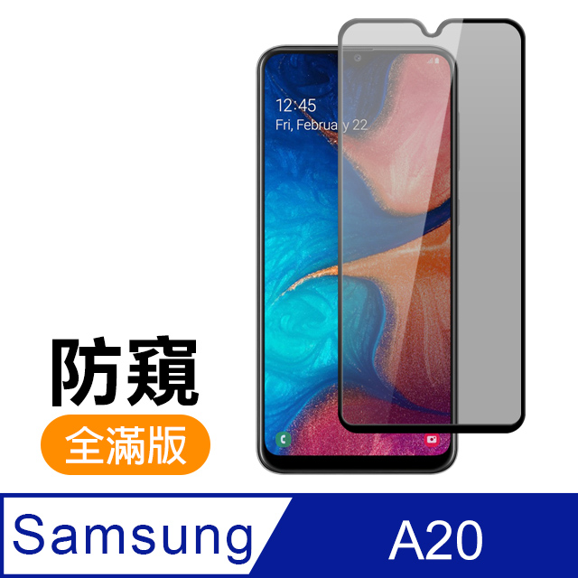 三星 Samsung Galaxy A20 滿版 黑色 防窺 9H鋼化玻璃膜 手機 保護貼