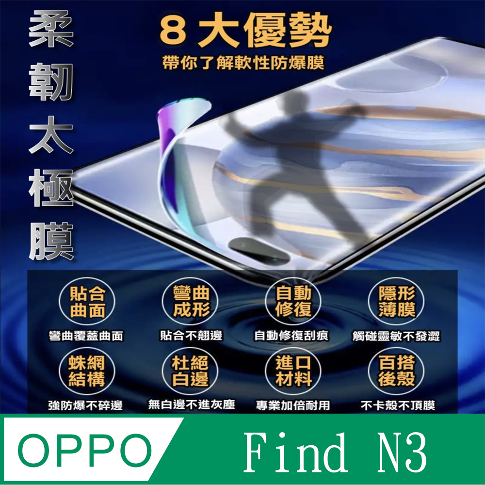 [太極定位柔韌疏水膜 OPPO Find N3 摺疊屏主螢幕保護貼