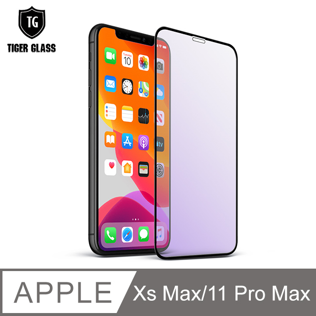 T.G Apple iPhone 11 Pro Max / iPhone Xs Max (6.5吋) 超強二合一抗藍光+霧面9H滿版鋼化玻璃