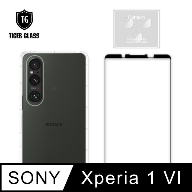 T.G SONY Xperia 1 VI 手機保護超值3件組(透明空壓殼+鋼化膜+鏡頭貼)