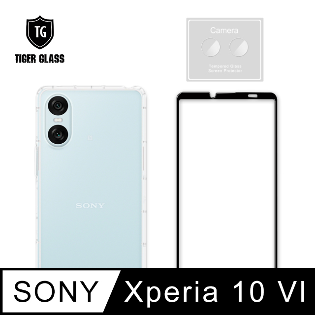 T.G SONY Xperia 10 VI 手機保護超值3件組(透明空壓殼+鋼化膜+鏡頭貼)