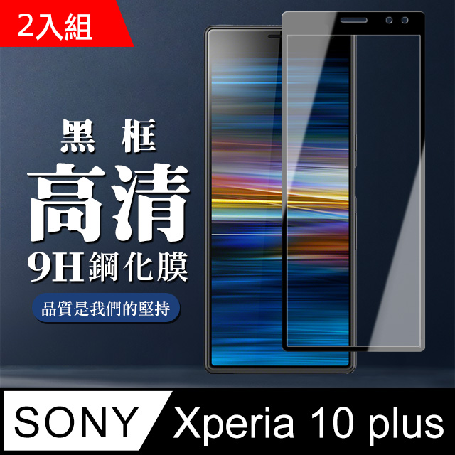 SONY Xperia 10 PLUS 高規格玻璃 黑框透明版 二入組