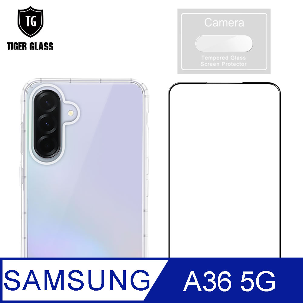 T.G Samsung Galaxy A36 5G 手機保護超值3件組(透明空壓殼+鋼化膜+鏡頭貼)