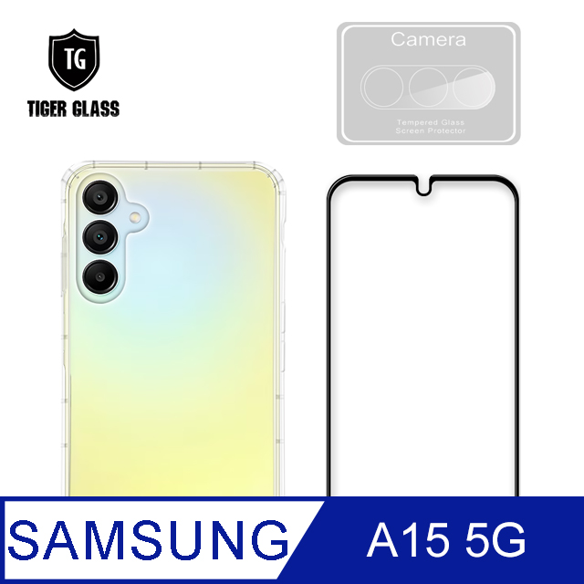T.G Samsung Galaxy A15 5G 手機保護超值3件組(透明空壓殼+鋼化膜+鏡頭貼)