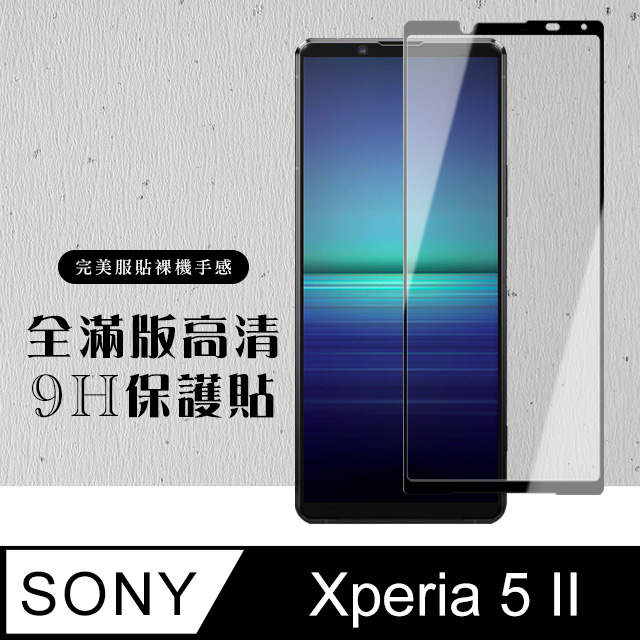 原廠 SONY Xperia 5 II 高硬度鋼化膜 透明黑框 9H