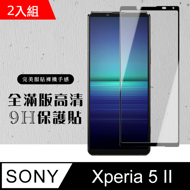 原廠 SONY Xperia 5 II 鋼化膜 透明黑框 9H(二入組)