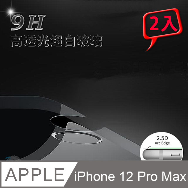 2入 APPLE iPhone 12 Pro Max 9H 鋼化玻璃2.5D細弧邊保護貼(6.7吋)