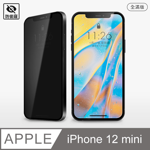 【防偷窺全滿鋼化膜】iPhone 12 mini 保護貼 i12 mini 玻璃貼 鋼化膜 防窺片 (極簡黑)