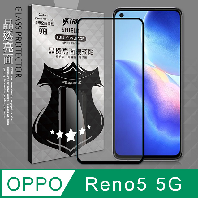 VXTRA 全膠貼合 OPPO Reno5 5G 滿版疏水疏油9H鋼化頂級玻璃膜(黑)