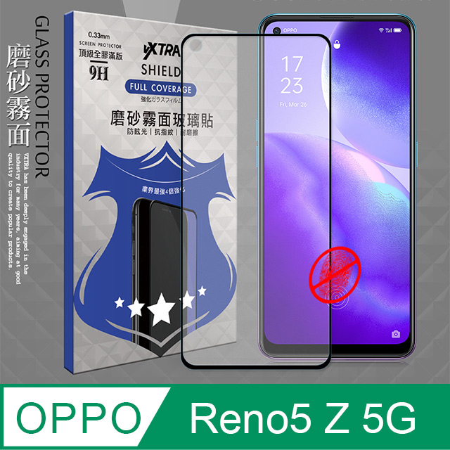 VXTRA 全膠貼合 OPPO Reno5 Z 5G 霧面滿版疏水疏油9H鋼化頂級玻璃膜(黑)