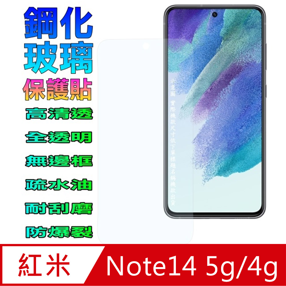 Redmi Note 14 5G/4G 鋼化玻璃螢幕保護貼(全透明無邊框)