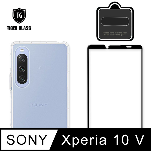 T.G SONY Xperia 10 V 手機保護超值3件組(透明空壓殼+鋼化膜+鏡頭貼)