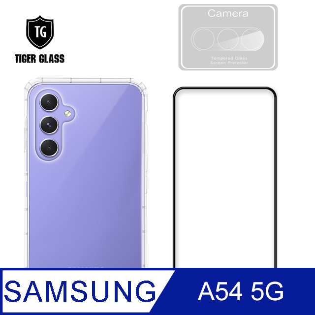 T.G Samsung Galaxy A54 5G 手機保護超值3件組(透明空壓殼+鋼化膜+鏡頭貼)