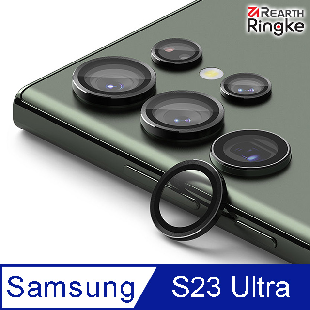 【Ringke】三星 Galaxy S23 Ultra [Camera Lens Frame Glass 鋼化玻璃鏡頭保護鋁框－黑