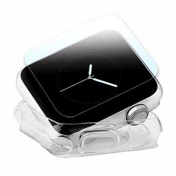 Apple Watch 38mm TPU 透明軟殼/鋼化玻璃貼組