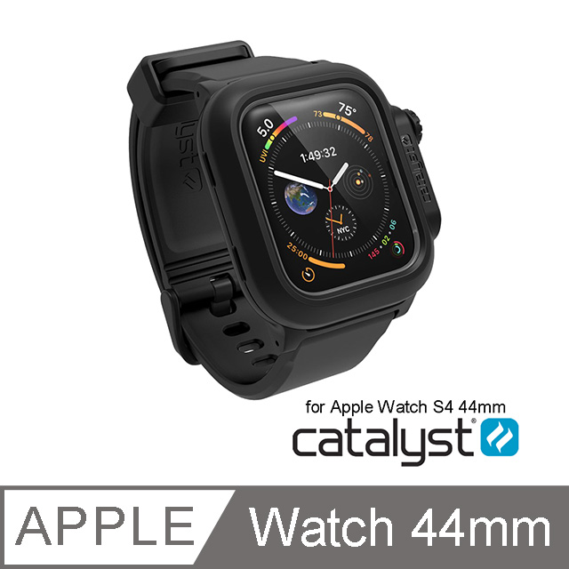 catalyst Apple Watch 44mm IP68防水軍規防震保護殼【4代專用】 ◆極致黑 (內附矽膠錶帶)