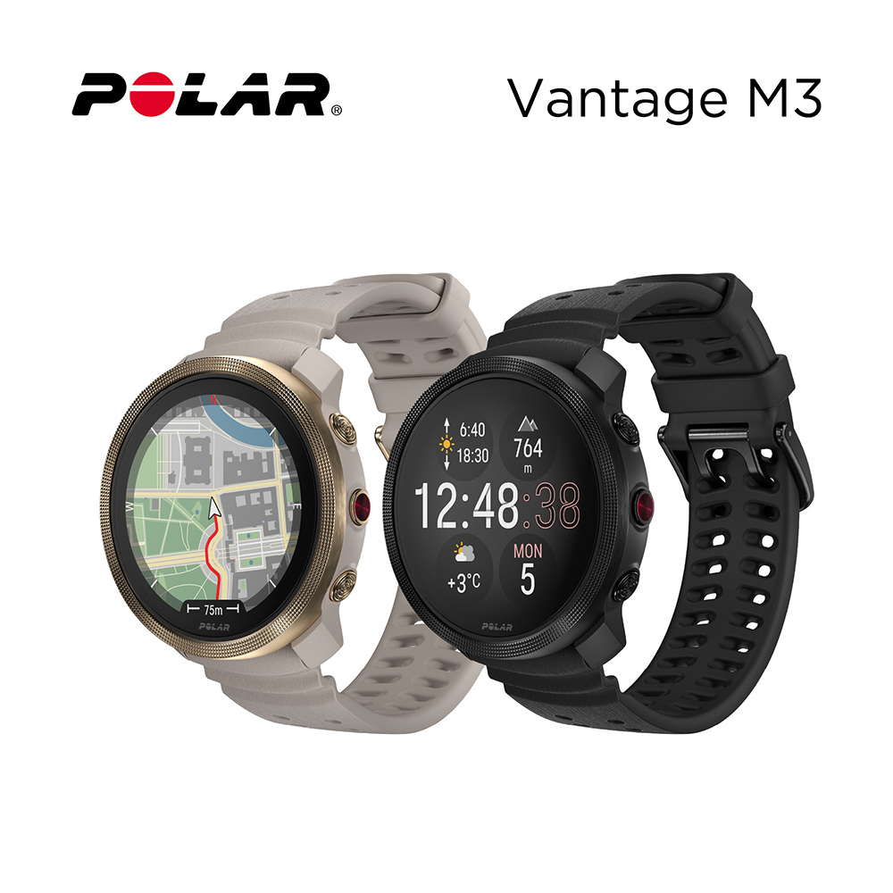 POLAR普樂 Vantage M3 GPS多功能運動錶，融合北歐設計美學與先進科技，擁有1.28吋AMOLED螢幕與不鏽鋼錶殼，搭配透氣矽膠錶帶，輕盈便於長時間佩戴。內建Polar Elixir生物感測器，可測試心律圖、血氧飽合度、心率變異及睡眠追蹤分析。搭載專業級教練功能的Smart Coaching應用程式，包含私人跑步教練與150種運動型別分析，是運動愛好者的最佳夥伴。