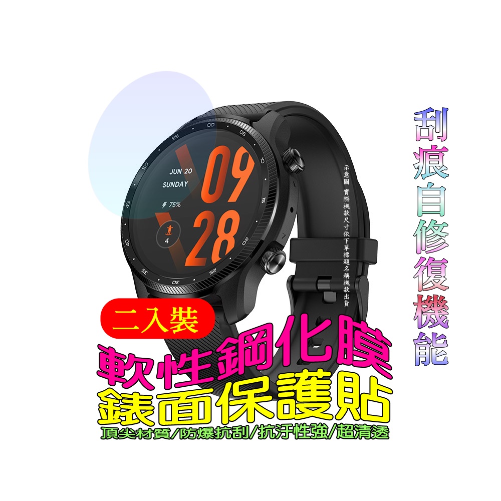 Mobvoi TicWatch Pro 3 Ultra 軟性塑鋼防爆錶面保護貼(二入裝)
