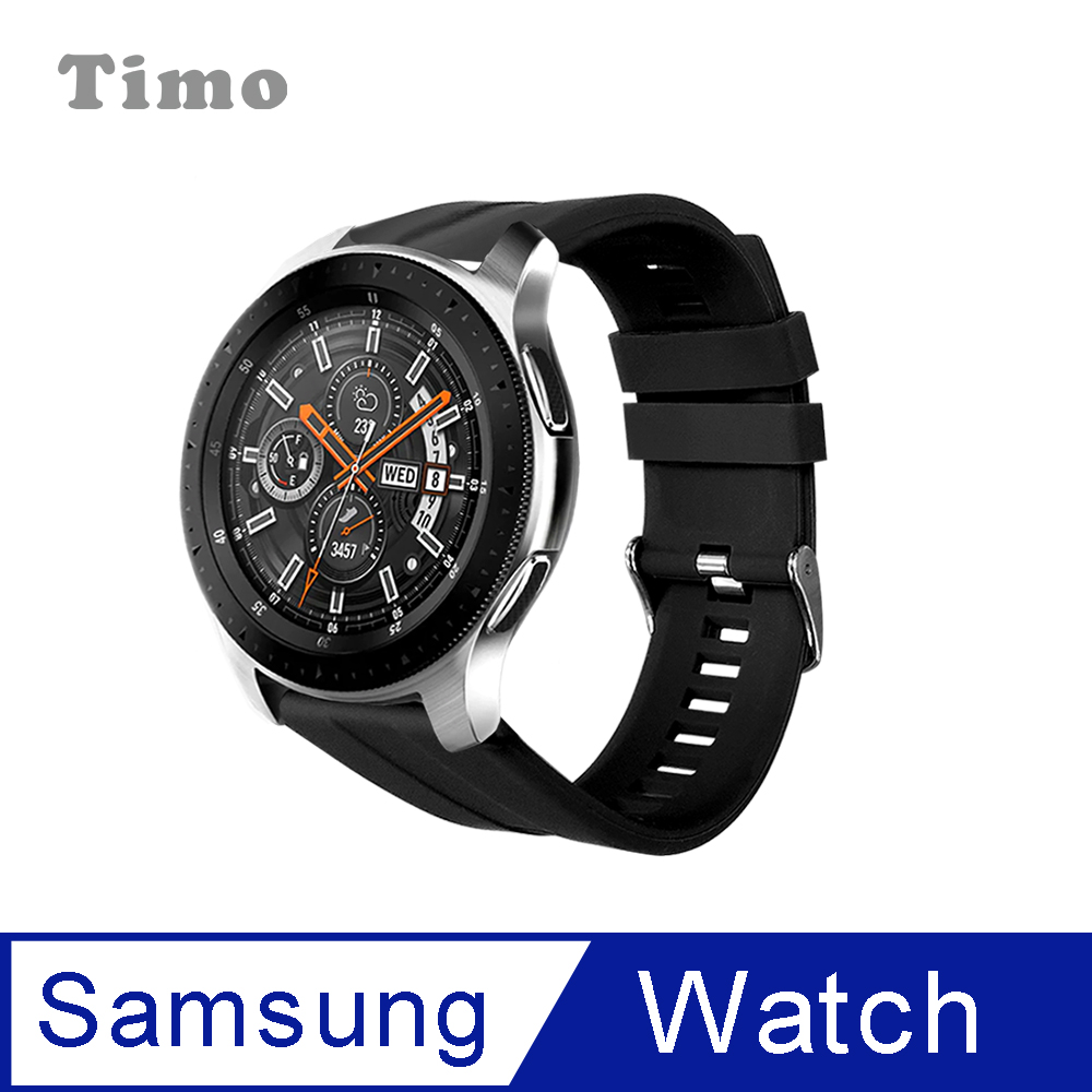 SAMSUNG三星 Galaxy Watch 40/42/44mm 可調節式運動矽膠替換錶帶-黑色
