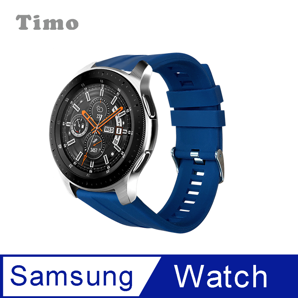SAMSUNG三星 Galaxy Watch 40/42/44mm 可調節式運動矽膠替換錶帶-午夜藍