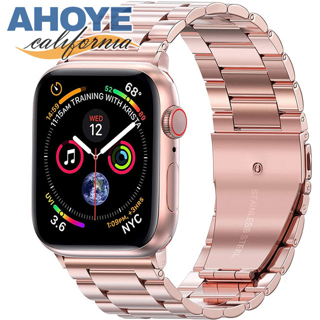【Ahoye】38/40mm Apple Watch 不鏽鋼金屬錶帶 玫瑰金