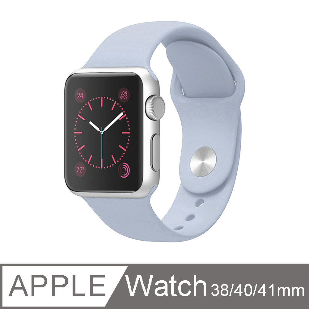 OMG Apple Watch Series 7/6/5/4/3/2/1/SE 單色矽膠運動錶帶 純色替換手錶帶 38/40/41mm-丁香紫