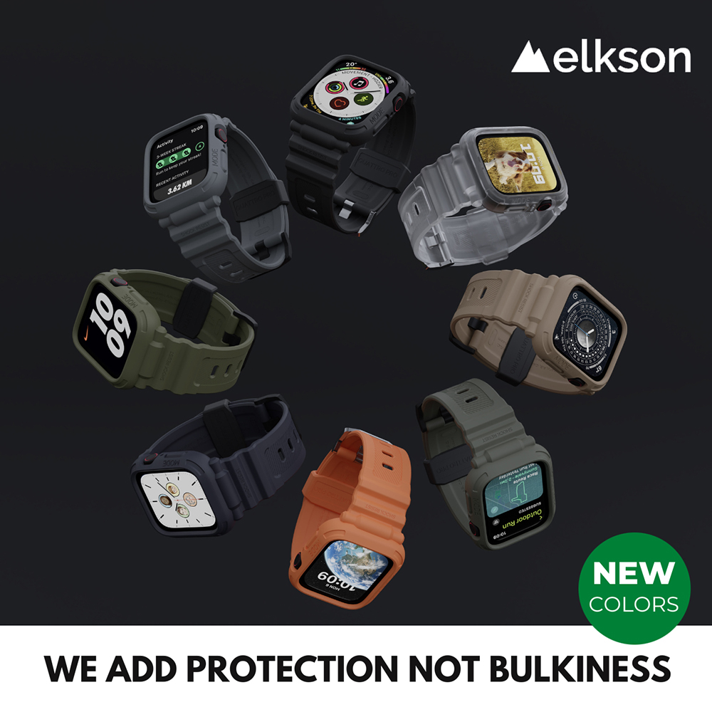 Elkson Apple Watch 8/7/6/5/4/SE Quattro Pro柔韌透氣耐磨防震防水TPU一體成形軍規錶帶45/41mm